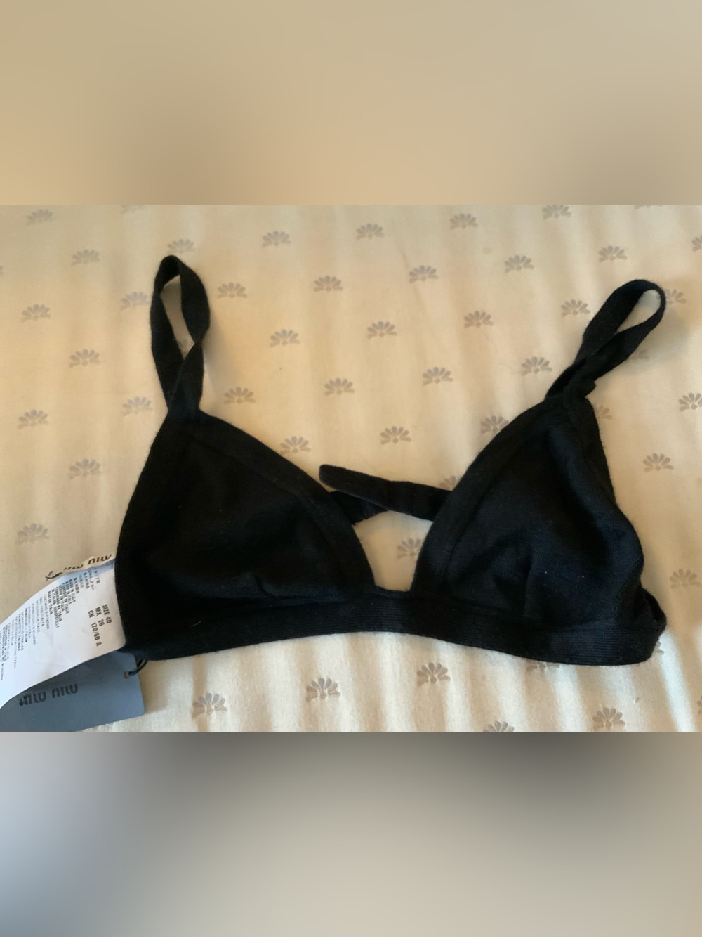 Miu Miu Black Triangle Bralette Bra Top IT 40 NWT Made in Italy
